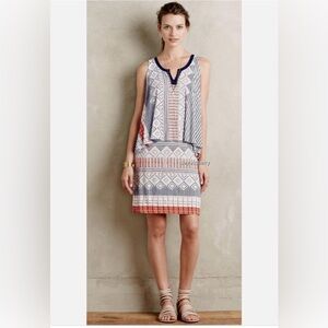 Anthropologie Maeve Davina Tribal Overlay Layered Dress Size S